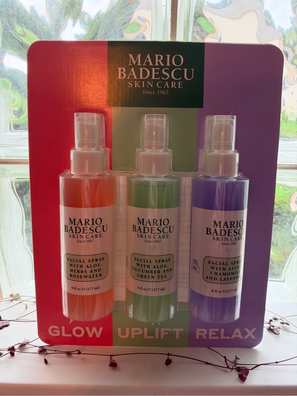 Mario Badescu Facial Spray Trio 6 oz Glow Uplift Relax NWT